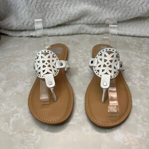 DV by Dolce White Tan Vita Boho Medallion Flip Flop Sandal Womens 11